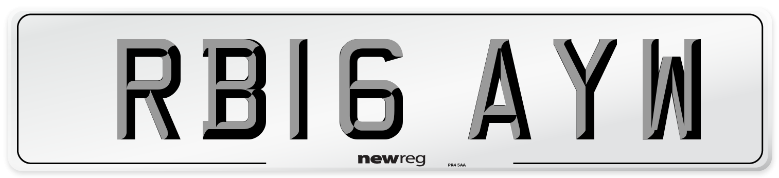 RB16 AYW Number Plate from New Reg
